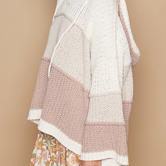 POL Multi Beige Chenille Hoodie Sweater - Picture 4 of 4
